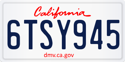CA license plate 6TSY945