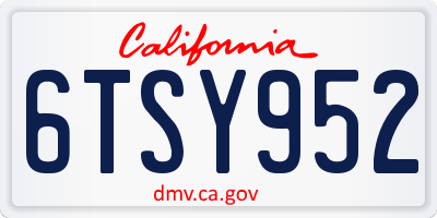 CA license plate 6TSY952