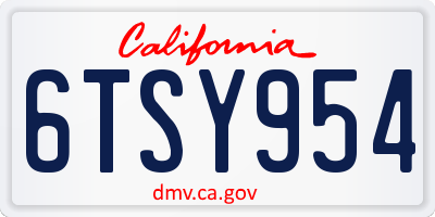 CA license plate 6TSY954