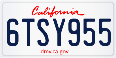 CA license plate 6TSY955