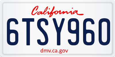 CA license plate 6TSY960