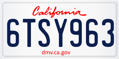 CA license plate 6TSY963