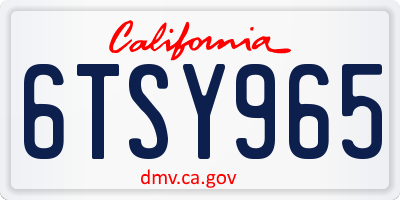 CA license plate 6TSY965
