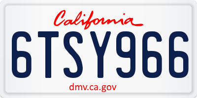 CA license plate 6TSY966