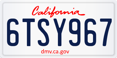 CA license plate 6TSY967