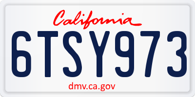 CA license plate 6TSY973