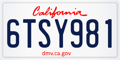 CA license plate 6TSY981