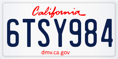 CA license plate 6TSY984