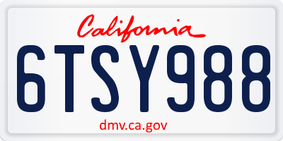 CA license plate 6TSY988
