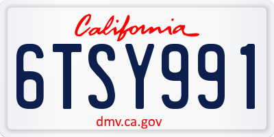 CA license plate 6TSY991
