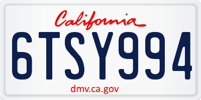 CA license plate 6TSY994