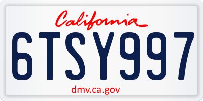 CA license plate 6TSY997
