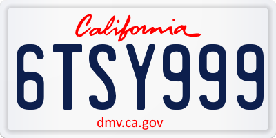 CA license plate 6TSY999