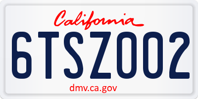 CA license plate 6TSZ002