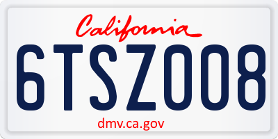 CA license plate 6TSZ008