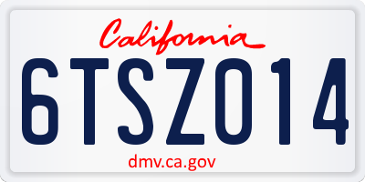 CA license plate 6TSZ014