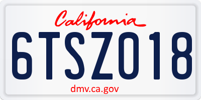 CA license plate 6TSZ018