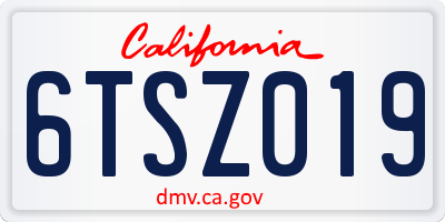 CA license plate 6TSZ019