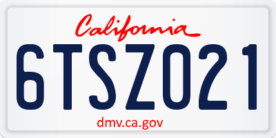 CA license plate 6TSZ021