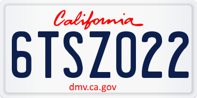 CA license plate 6TSZ022