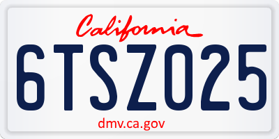 CA license plate 6TSZ025