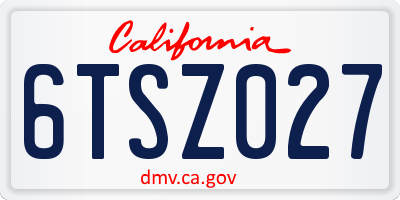 CA license plate 6TSZ027