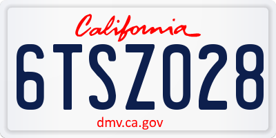 CA license plate 6TSZ028