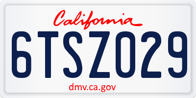 CA license plate 6TSZ029