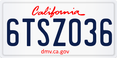 CA license plate 6TSZ036