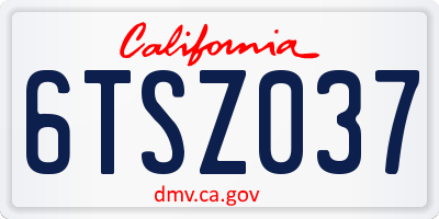 CA license plate 6TSZ037