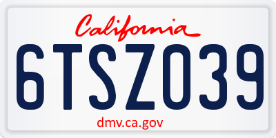 CA license plate 6TSZ039