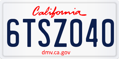 CA license plate 6TSZ040