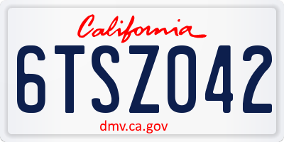 CA license plate 6TSZ042
