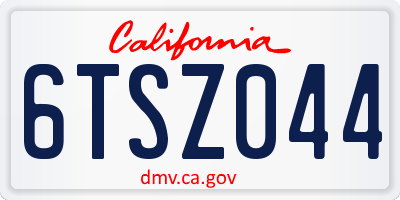 CA license plate 6TSZ044
