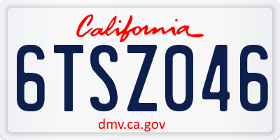 CA license plate 6TSZ046