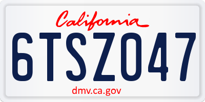 CA license plate 6TSZ047