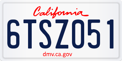 CA license plate 6TSZ051