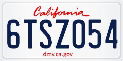 CA license plate 6TSZ054