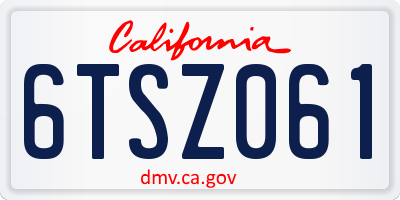 CA license plate 6TSZ061