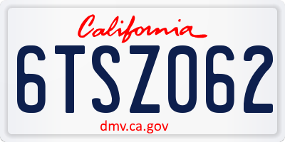 CA license plate 6TSZ062