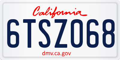 CA license plate 6TSZ068