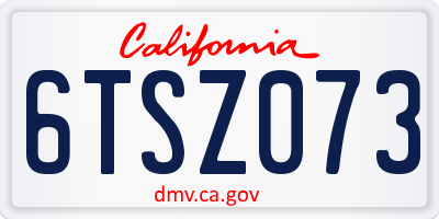 CA license plate 6TSZ073