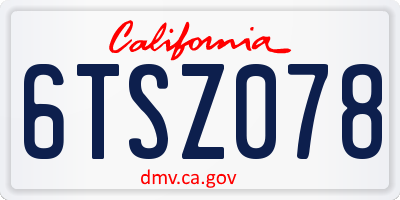 CA license plate 6TSZ078