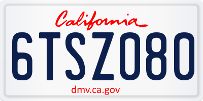 CA license plate 6TSZ080