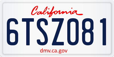 CA license plate 6TSZ081