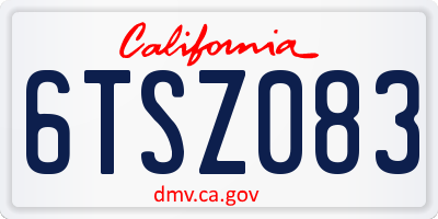 CA license plate 6TSZ083