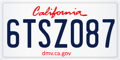 CA license plate 6TSZ087