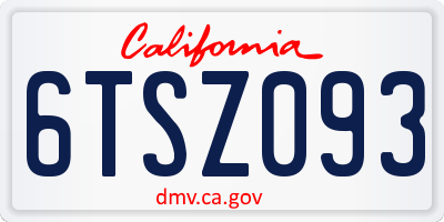 CA license plate 6TSZ093