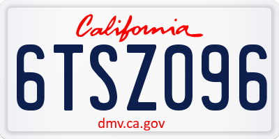 CA license plate 6TSZ096