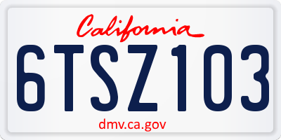 CA license plate 6TSZ103